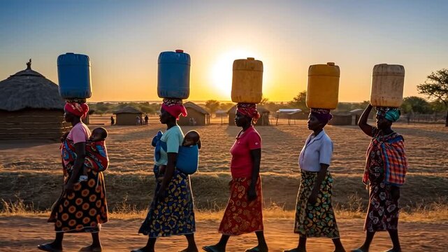 Women Carry Water Home Journey Zimbabwe Community Pump Hardship Resilience