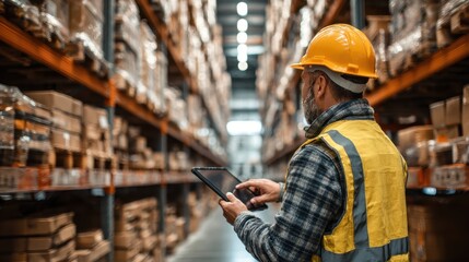 Warehouse Manager Scanning Inventory in Modern Logistics Setting