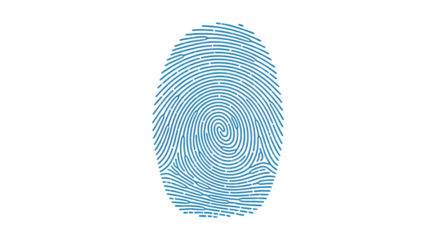 Isolated blue fingerprint design for personal identification or biometric authentication use