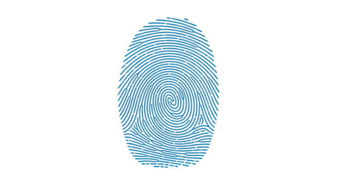 Isolated blue fingerprint design for personal identification or biometric authentication use