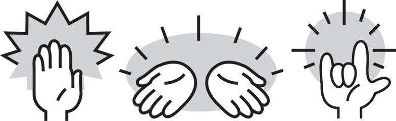 資料用 Hand Sign Icons (monochrome) – プレゼン資料で使えるハンドジェスチャーアイコンセット(白黒)