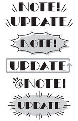 資料用 NOTE & UPDATE Icons monochrome) – 情報・注意喚起・速報用アイコンセット(白黒)