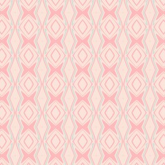 A charming pastel abstract pattern with light pink and teal geometric shapes in vertical columns, creating a symmetrical and rhythmic design