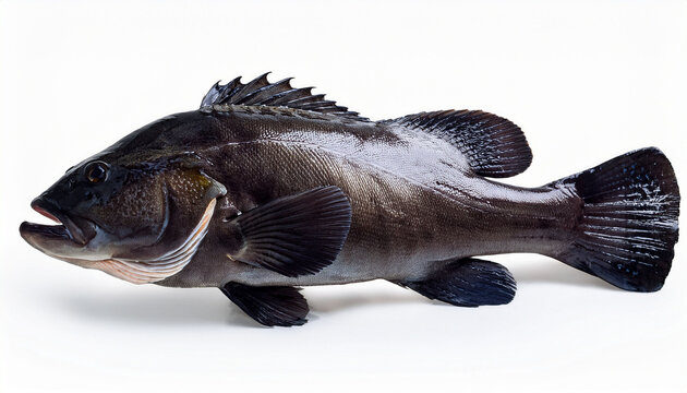 Black Grouper Black Sea Bass Centropristis Striata Fish Isolated On White Background