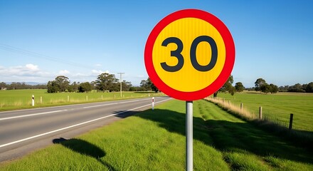Speed Limit 30 Road Sign.