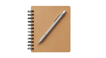 Isolated notepad and pen for mock-up or back to school, writing journal, sketchbook, education