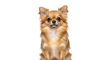 Isolated Chihuahua dog portrait, small cute pet with upright ears, a happy animal looking at camera