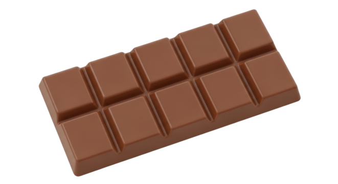 Isolated milk chocolate bar, delicious confectionery treat, cocoa dessert and snack