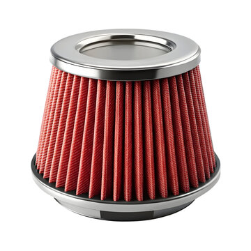 Air filter for car isolated on transparent background, closeup studio shot