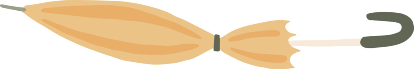 Closed yellow umbrella clip art. Vector hand drawn cartoon illustration of parasol, rain cover tool