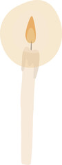 White lit candle clip art. Vector hand drawn cartoon illustration of candle with flame