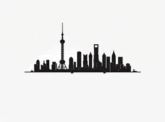 Obraz premium City silhouette skyscraper, downtown, skyline, background for website, presentation