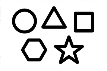 Obraz premium Set of basic geometric shapes outlines including circle, triangle, square, hexagon, and star for design projects