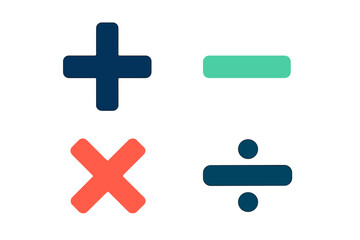 Obraz premium Clean graphic representation of fundamental mathematical operation symbols for various educational and design applications
