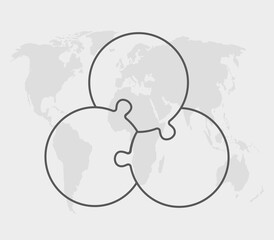 Puzzle diagram infographic process on 3 parts