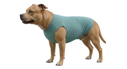 Isolated Pitbull wearing a Blue T-shirt against a Clean Backdrop, cute canine, studio portrait