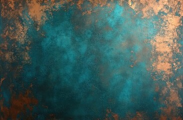 Fototapeta premium A textured abstract background featuring deep teal tones and metallic copper accents, creating a visually striking and modern aesthetic.