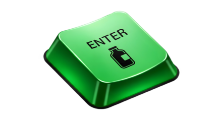 Green ENTER Key with Bottle Icon – Eco Tech, Recycling, Sustainable Input Button
