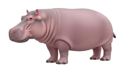 Isolated Hippo, Front View Animal, Africa, Large Herbivorous Mammal, Big Zoo Wildlife