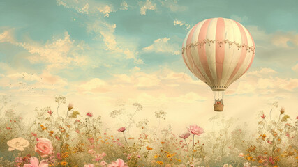 Fototapeta premium Balloon flower landscape aircraft