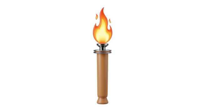 Isolated Olympic torch with a bright flame for sport event tradition and symbol of peace