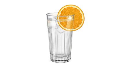 Isolated glass of water with orange slice, summer drink, refreshing beverage shot