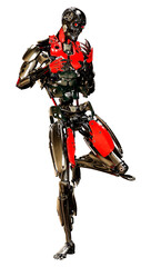 3D Rendering Male Robot on White