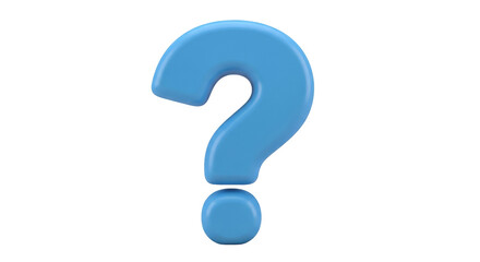 Isolated blue question mark, rendering of symbol for asking, uncertainty, or asking a question