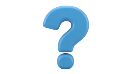 Isolated blue question mark, rendering of symbol for asking, uncertainty, or asking a question