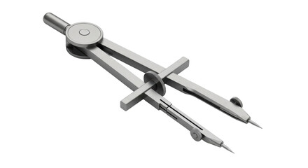 Isolated Metal Compass for Drafting Curves and Circles in Drawing, Geometry, Design