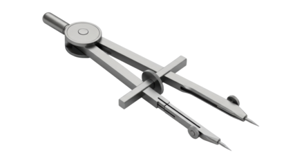 Isolated Metal Compass for Drafting Curves and Circles in Drawing, Geometry, Design