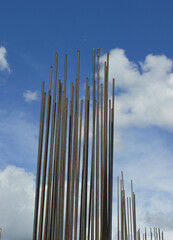 The steel materials are towering to the sky, which are the reinforcement for the pillar of the building.