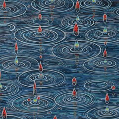 Dynamic Raindrops and Water Ripples Abstract Art