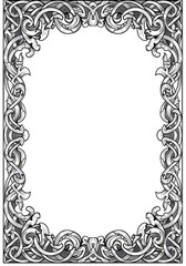 An ornate grayscale border of swirling, vine-like patterns frames a blank white center—perfect for elegant certificates, invitations, or formal presentations where tradition meets artistry.