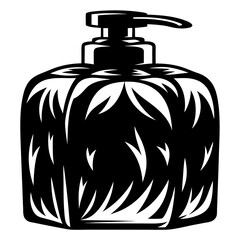 Obraz premium Collection of five distinct liquid soap dispensers with pump tops in monochrome artistic style