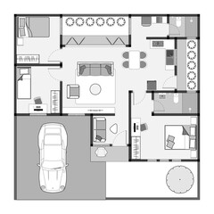 floor plan of a modern unfurnished house for your design. Suburban house vector blueprint. Architectural background. eps.