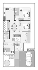 floor plan of a modern unfurnished house for your design. Suburban house vector blueprint. Architectural background. eps.