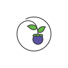 Clean mangosteen icon with bold contrast and organic curves, great for superfood labels, nature-inspired logos, or tropical product lines