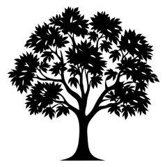 Obraz premium Silhouette of a lush, full tree with dense foliage and branches