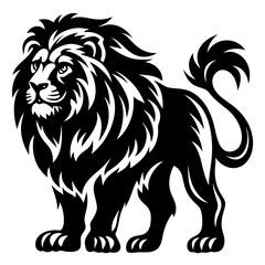 Fototapeta premium Majestic Black Lion Vector Illustration with Intricate Mane and Tail Design
