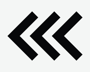 Three Back Arrow Pointer Icon Triple Arrowhead Pointing West Backward Previous Direction Westward Navigation Position Before Previously Pathway Sign