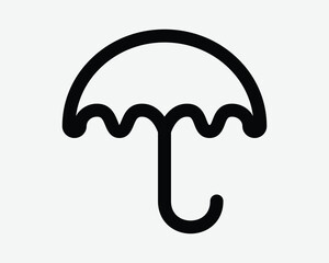 Umbrella Line Icon Insurance Policy Protection Outline Shape Rainy Season Prevention Protect Rain Wet Weather Storm Beach Sun Sunny Shade Symbol