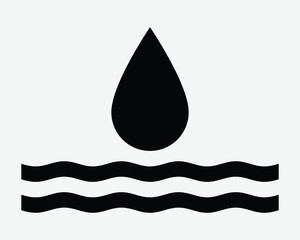Water Droplet Wave Surface Icon Liquid Drip Drop Rain Dropper Fluid Tear Flowing River Lake Sea Raindrop Dripping Hydrate Hydration Black Line Symbol