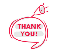 Thank you design elements. vector banner offer concept colorful symbol with speaker.