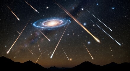 Meteor Shower Galaxy Stars Night Sky Space Cosmic Astronomy Illustration
