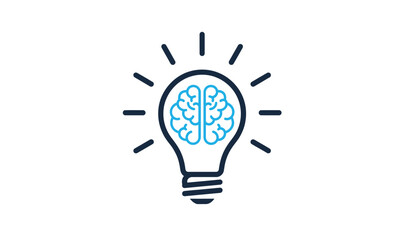 Idea Brain Light Bulb Icon - Creative Thinking, Intelligence, Problem Solving, and Inspiration Symbol Vector Illustration for Innovation and Knowledge