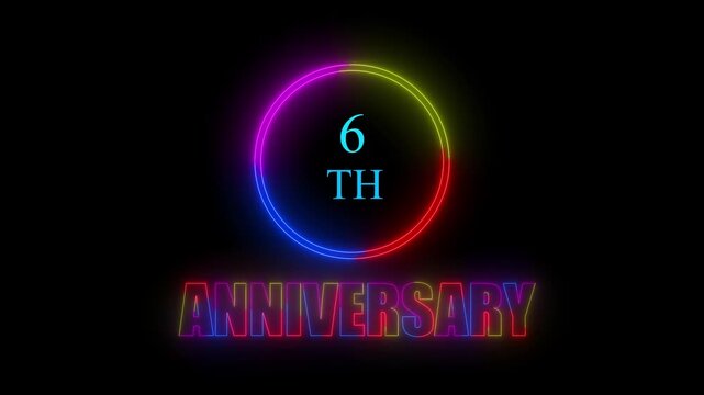 Glowing neon 6 years anniversary emblem. Anniversary icon or label. front of dazzling fireworks 6 years celebration and congratulation design element splash convert animated explosion ... See More