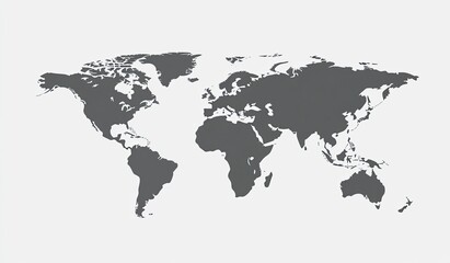 Naklejka premium Simple world map in grayscale
