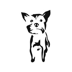 Vector drawing of a dog. Black and white gestalt design of a funny pet. Little doggy. Cute animal illustration. Postcard for International Dog Day	
