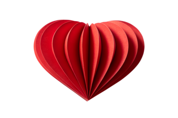Red paper heart decoration isolated on white background